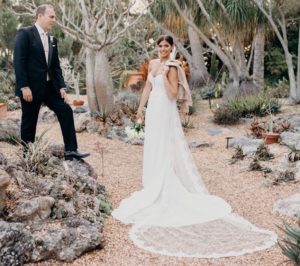 LBR Bride Cara at her outdoor wedding venue. One 2021 wedding trend is going big on finding the perfect venue for your day.